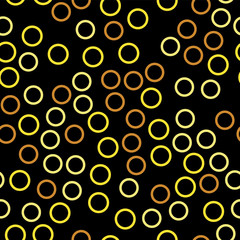 Seamless pattern. Golden circle geometry in modern style on a black background. Abstract geometric pattern. Simple vector illustration. Vector line design for packaging, fabric, beech and other.