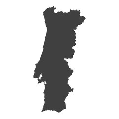 Portugal map in black color on a white background