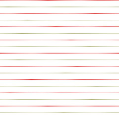 Thin irregular hand drawn red and green stripes. Seamless horizontal geometric vector pattern on white background. Great for Christmas, winter products, fabric, stationery, gift wrap, packaging.