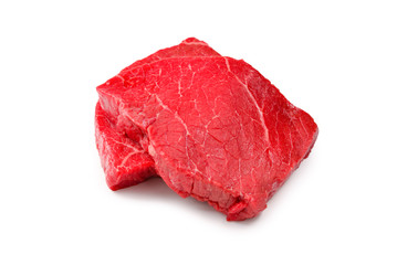 Beef steak isolated on white background.
