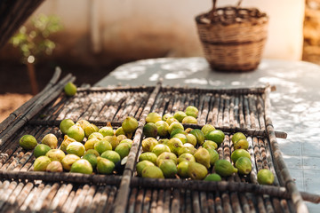 Fresh raw figs drying at the sun in Puglia, Italuy