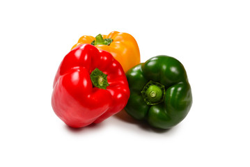 Group of bell peppers isolated on white background.
