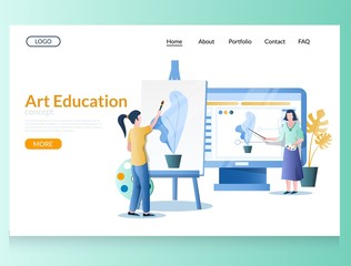 Art education vector website landing page design template
