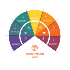Infographic. Color Semicircle. template with text areas on 7 positions
