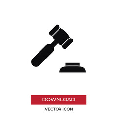 Justice hammer vector icon in modern style for web site and mobile app