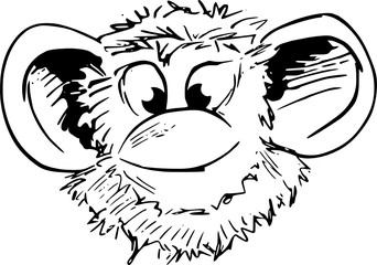 Funny monkey head - vector illustration in black color © emieldelange