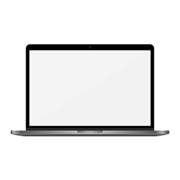 Laptop with empty screen on a white background
