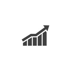 Growing graph icon in black color on a white background