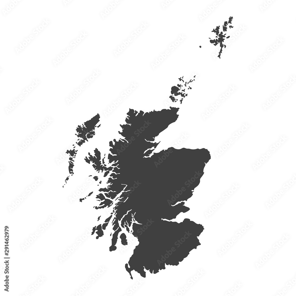 Poster scotland map in black color on a white background