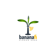public wifi provider, banana tree and wifi vector