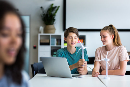 High School Students Studying Renewable Energy