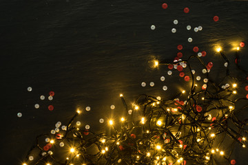 Christmas Light or Garland Lights on Natural Background
