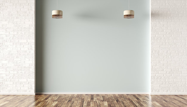 Interior background of room with lamps 3d rendering