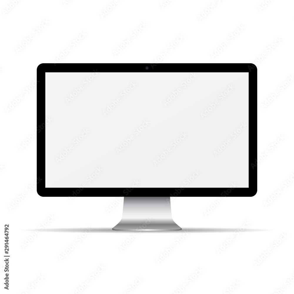 Poster Computer monitor with empty screen on a white background