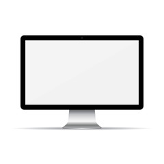 Computer monitor with empty screen on a white background