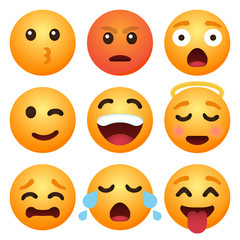 Set of emoticon cartoon emojis smile for social media