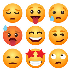 Set of emoticon cartoon emojis smile for social media