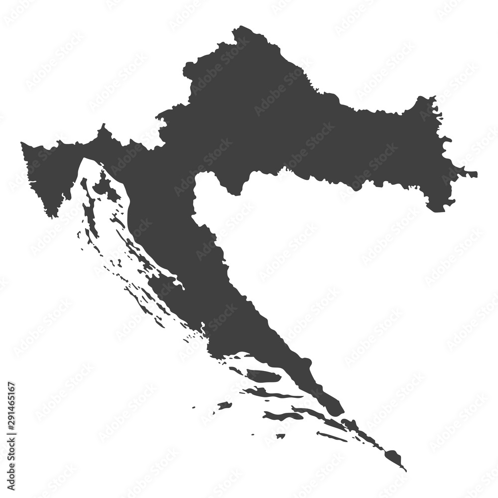 Poster croatia map in black color on a white background