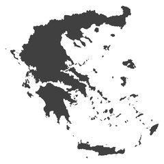 Greece map in black color on a white background