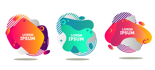 Modern abstract vector banner set. Flat geometric liquid form with various colors. Modern vector template, Template for the design of a logo, flyer or presentation