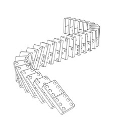 Fototapeta premium Falling dominoes. Isolated on white background. Vector outline illustration.