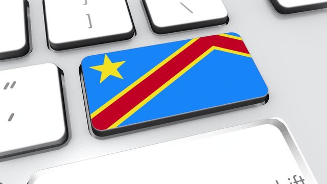 Dr congo flag on computer keyboard.