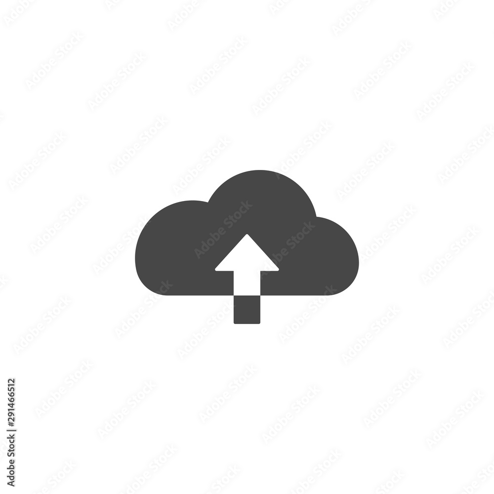Poster Upload cloud icon in black color on a white background