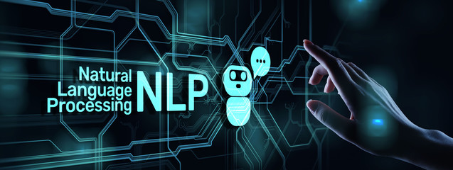 NLP natural language processing cognitive computing technology concept on virtual screen.