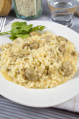 risotto au poulet et champignons