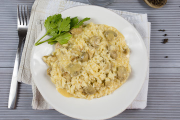 risotto au poulet et champignons
