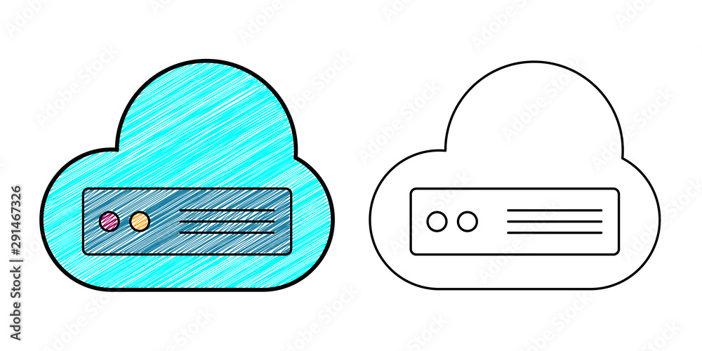 Poster cloud server icon design vector with texture. editable outline for other style