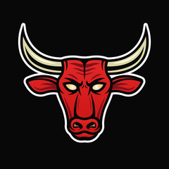 Bull head mascot logo vector colored illustration