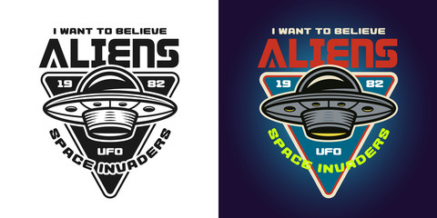 Ufo vector emblem, badge, label or t-shirt print © Flat_Enot