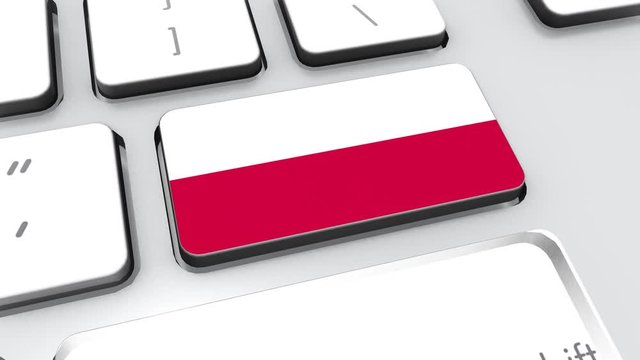 Poland flag on computer keyboard.