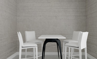 Meeting room in shades of gray. Open space. Great office. 3D rendering