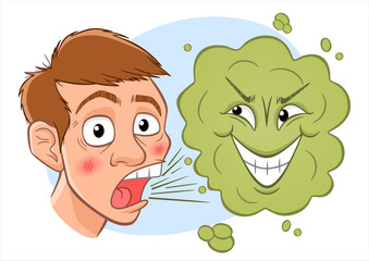 Cartoon bad breath illustration
