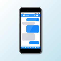 Mockup with smartphone with messenger window for social media