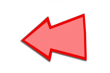 Speech bubble in the form of a red arrow isolated on a white background. Copy space