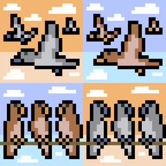 Obraz premium vector pixel art bird pattern