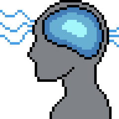 vector pixel art brain wave