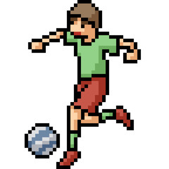Fototapeta premium vector pixel art boy play football