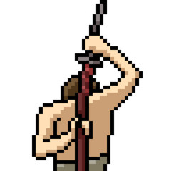 Obraz premium vector pixel art samurai sword