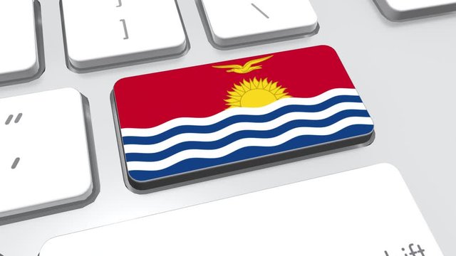 Kiribati flag on computer keyboard.