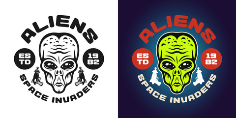 Aliens vector emblem, badge, label or shirt print