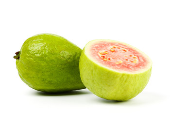 Fresh red guava isolated on white background.