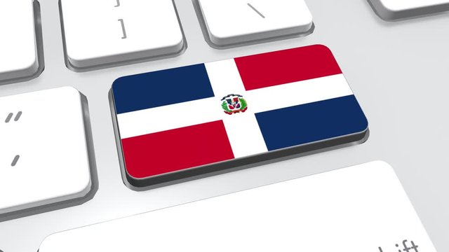 Dominican republic flag on computer keyboard.