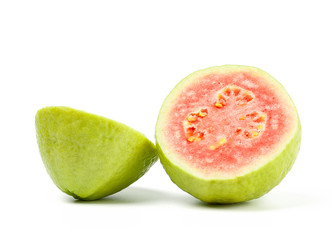 Fresh red guava isolated on white background.