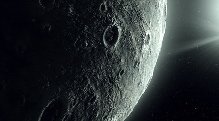 moon surface with craters in space 3d illustration