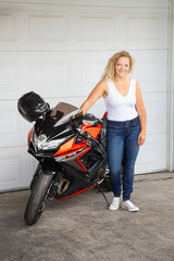 Fototapeta na wymiar woman and sport motocycle