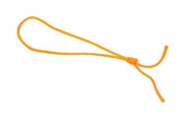 Orange rope isolated on white background, top view